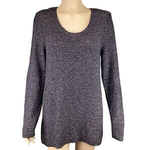 J.Jill Womens‎ Sweater Size Small Black Metallic Knit Long Sleeve Scoop Neck
